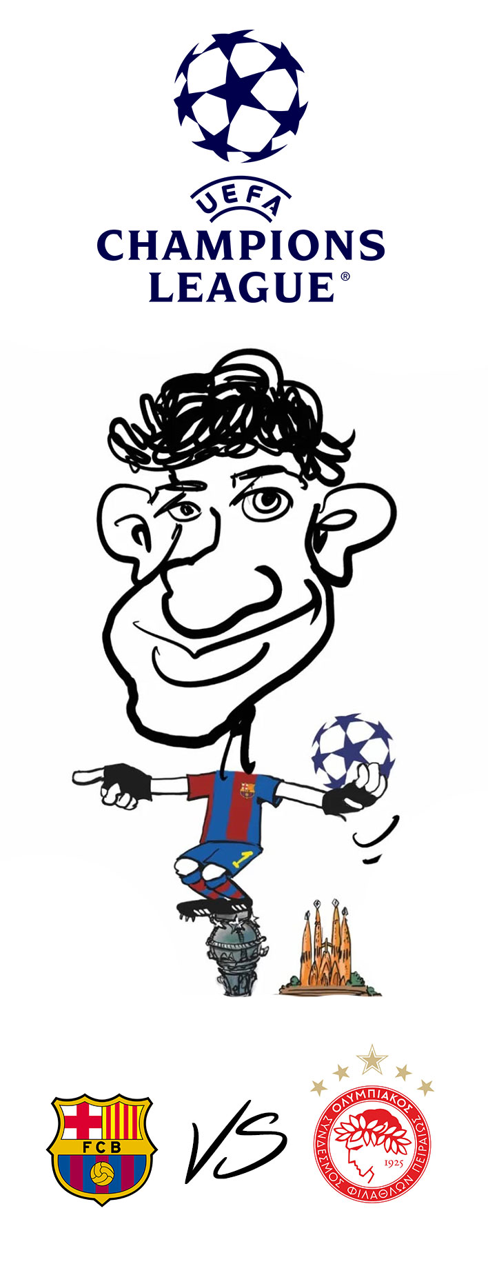 Caricatura personalizada de temática futbolística para eventos en Barcelona