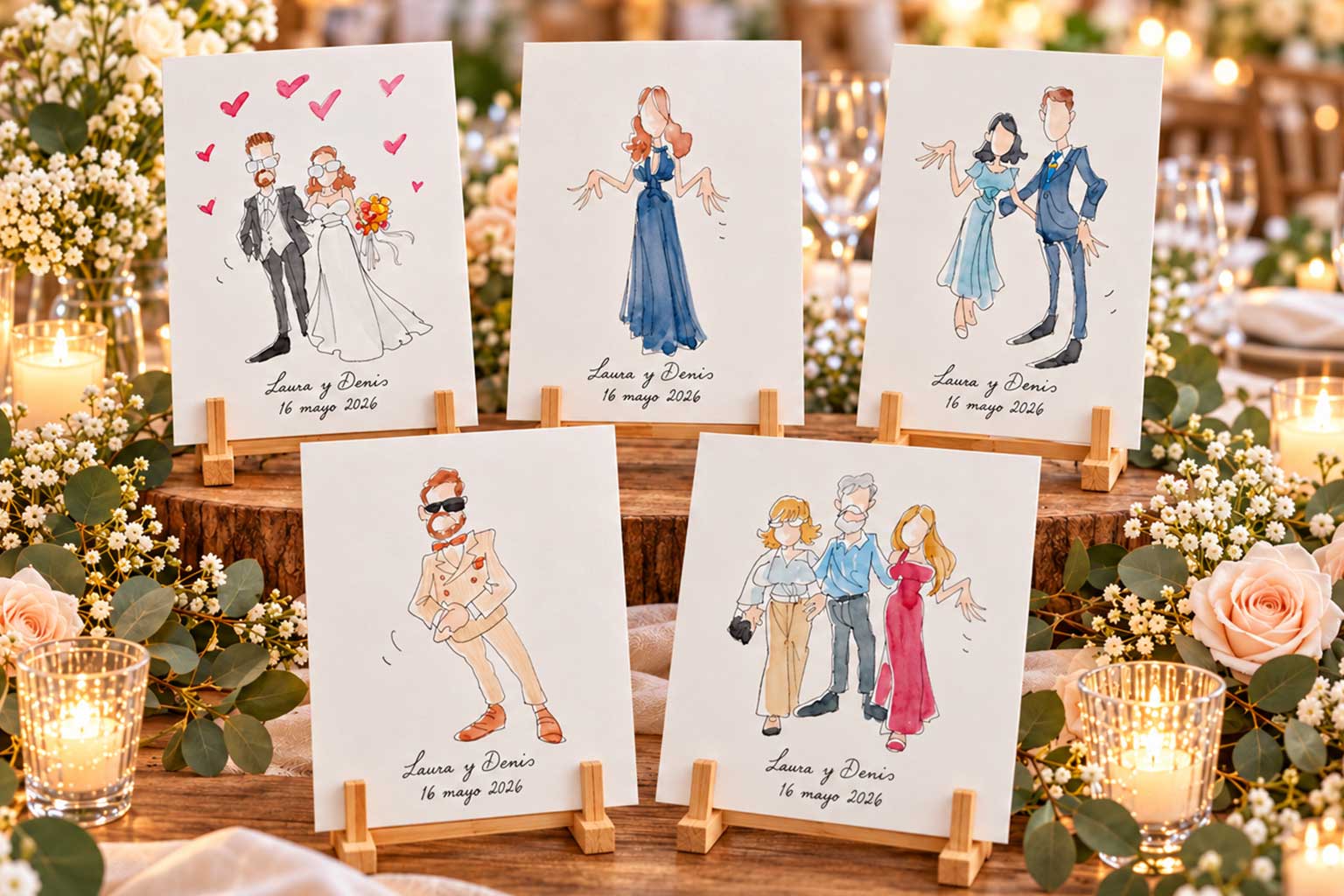 Caricaturas a color para fiestas, bodas y eventos en Barcelona