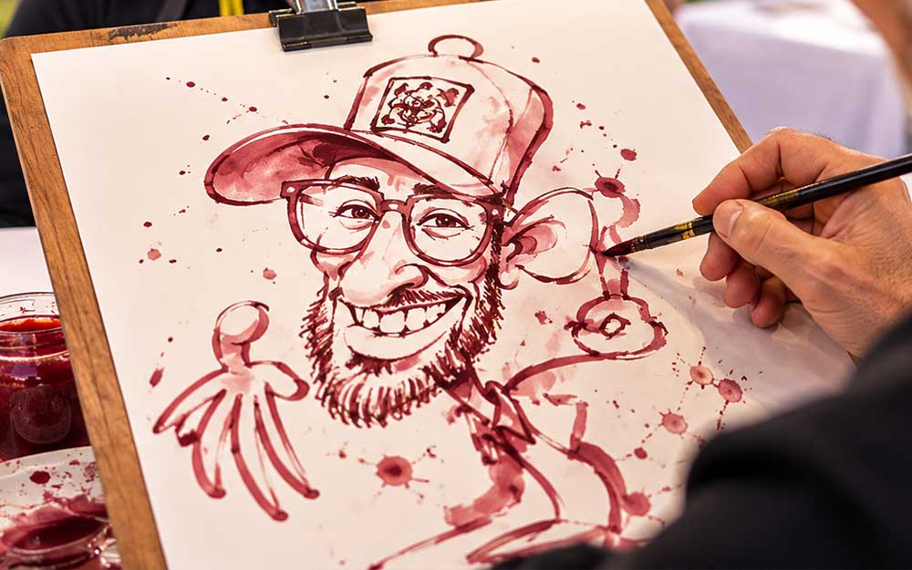 Caricaturas con vino realizadas en directo en Barcelona
