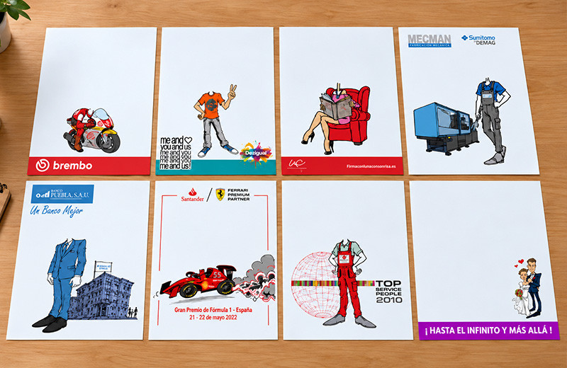 Caricaturas personalizadas para eventos en Barcelona con diseños y logotipos corporativos