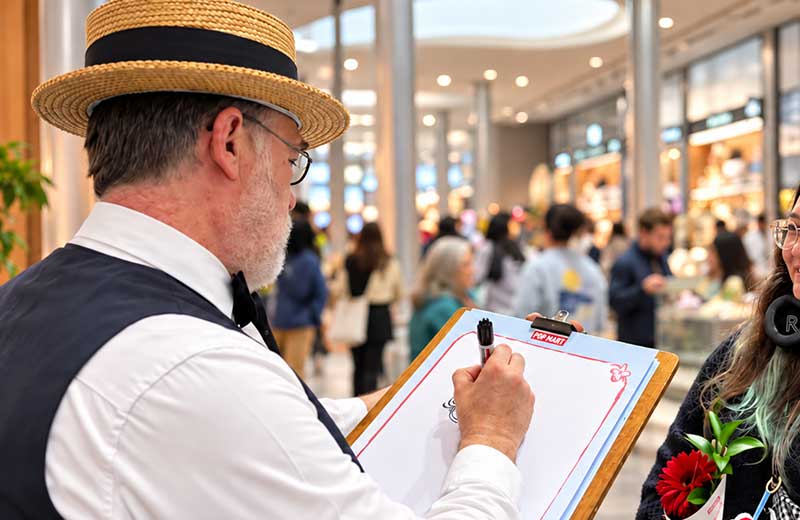 Caricaturistas para promociones en Barcelona durante una acción promocional